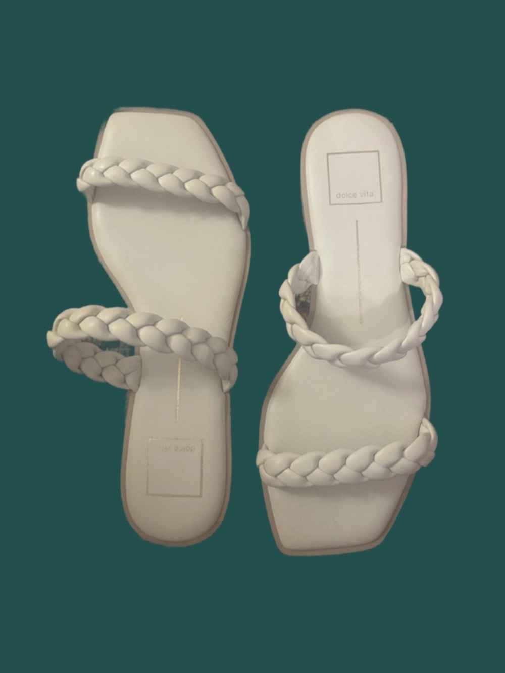 Dolce Vita White Braided Double-Strap Slide Sandals